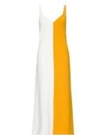 Vestido Midi Amarelo e Branco Tamanho 36