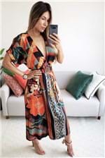 Vestido Midi Dress To Tapeçaria Floral Transpasse - Multicolorido