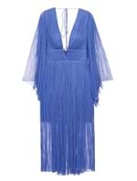 Vestido Midi Plissado Zakiya de Seda Azul Tamanho 40