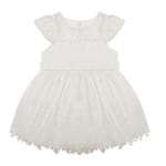 Vestido para Bebê em Renda Guipir e Pérolas Off White - Beth Bebê