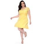 Vestido Renda Vazado Amarelo Plus Size