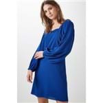 Vestido Seda Rolotes Decote Azul Mazarine - 38