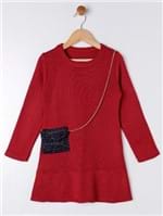 Vestido Tricot Infantil para Menina - Vermelho