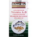 Vitamina a e D - Base de Óleo de Fígado de Bacalhau - 45 Cápsulas - Orient Mix