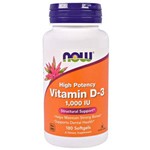 Vitamina D-3 - Alta Potência - 1.000 UI 180 Cápsulas de Softgel - Now Foods