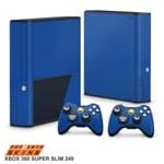Xbox 360 Super Slim Skin - Fibra de Carbono Azul Adesivo Brilhoso