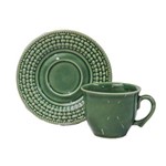 Xícara de Chá com Pires Cerâmica Cestinha Lala Scalla Verde 6 Peças