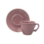 Xicara de Chá com Pires Cerâmica Dunquerque Scalla Lilás 6 Peças