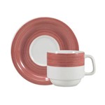 Xícara de Chá com Pires Cilíndrica 200Ml Vermelha - Schmidt