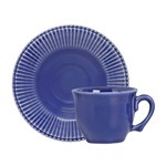 Xícara de Chá com Pires Frisada 200Ml Azul - Scalla