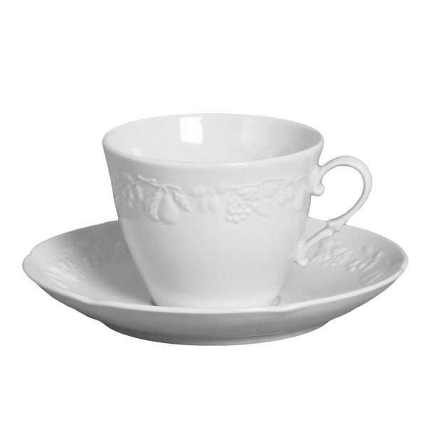 Xícara de Chá de Porcelana Summer Verbano Branca 200mL - 14458