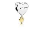 You & me Heart Silver Charm With 14k -